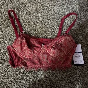 Elegant Burgundy Lace Bra